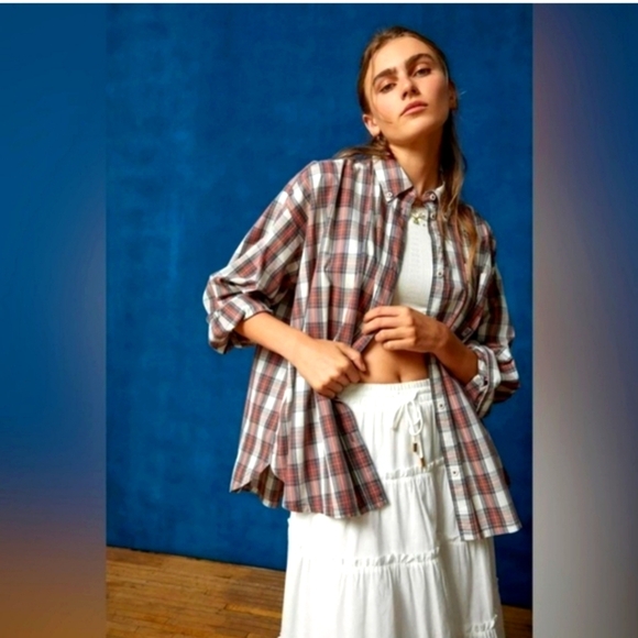 Urban Outfitters Tops - Nwt BDG Dad Button-Down Oversized Plaid Shirt Size Large